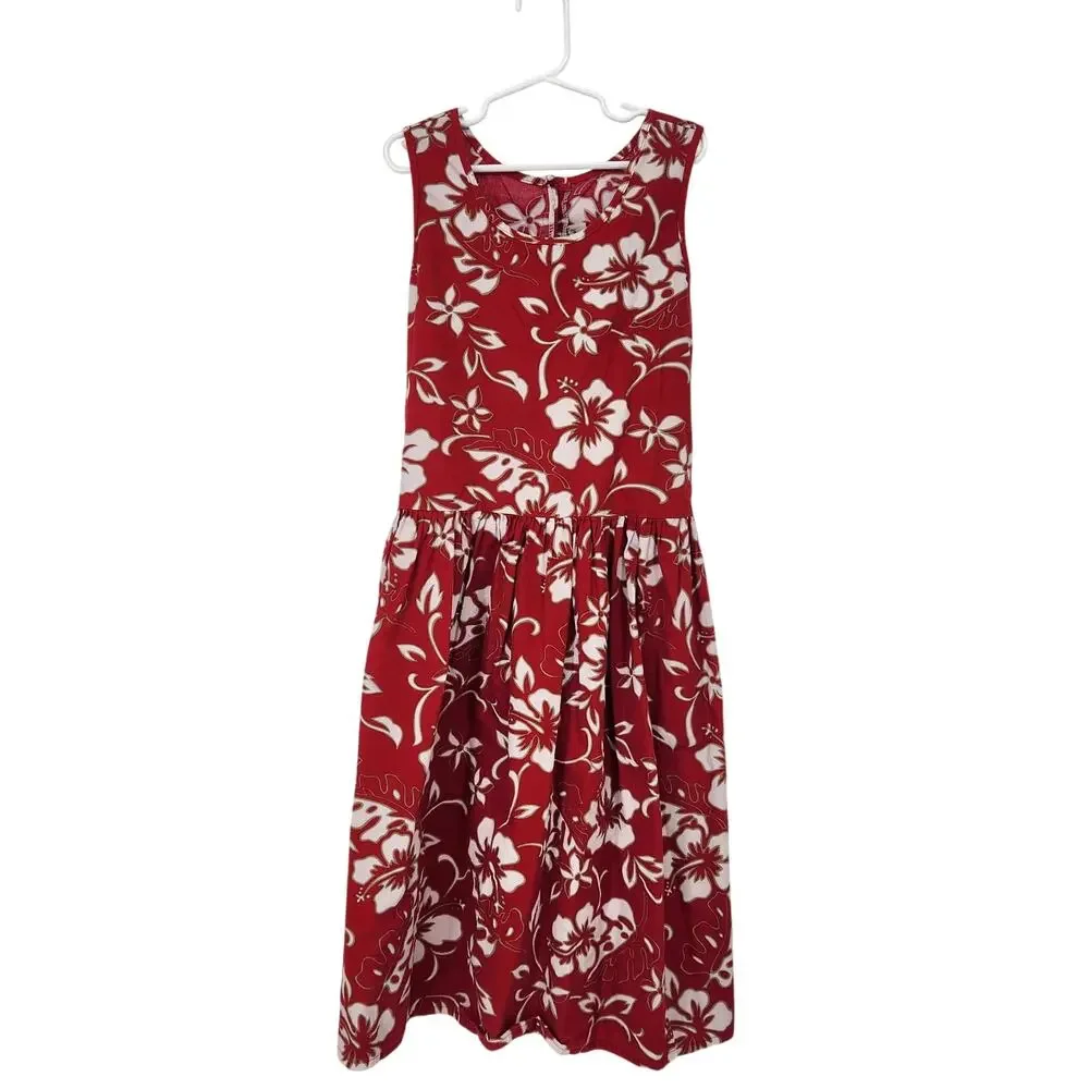 VTG Hilo Hattie's The Hawaiian Original Red Hibiscus Sleeveless Dress Girl XL - Picture 2 of 8